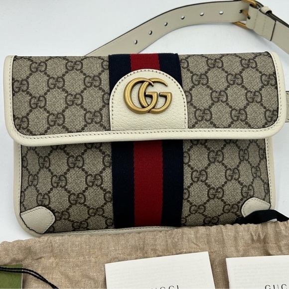 Women’s Gucci brown/white GG canvas web Ophidia belt bag 80 cm/32 adjust… - Picture 3 of 14